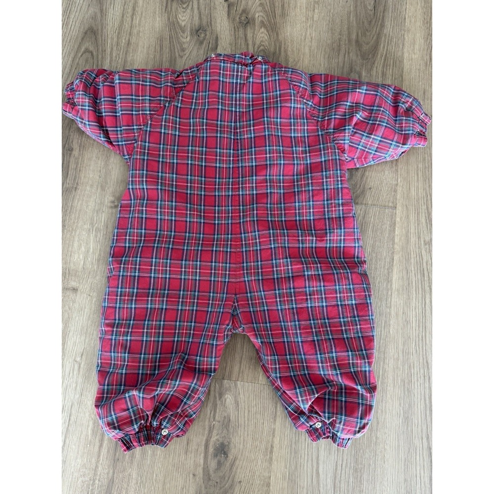 VTG Nautica Red Plaid Snowsuit Baby Bunting Size 12-18 Months 80s 90s Zip Snap - Picture 3 of 5